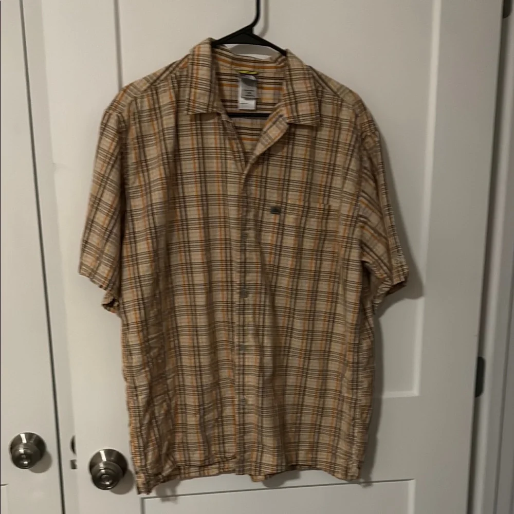 The North Face Plaid Men's Shirt in Brown and Orange size L